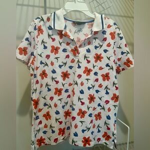 Brooks Brothers Women’s Polo, 100% cotton, floral design, Large, EUC
